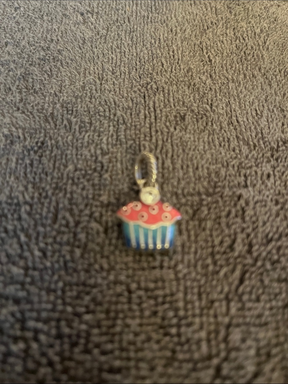 Brighton Cupcake Charm Pendant - Enamel Pink & Blue